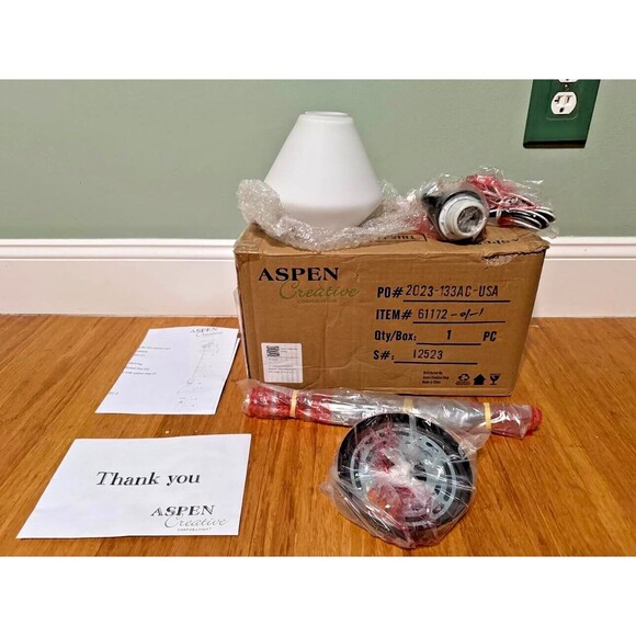 Aspen Creative 61172-01-1, 1 Light Mini Pendant with Opal Glass Shade - Picture 1 of 3